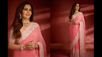 Nita Ambani Stuns In Shimmering Pink Saree At World Cup Teams’ Felicitation Ceremony