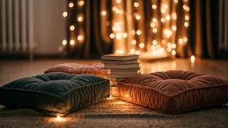 Fairy Lights And Floor Cushions Make The Perfect Reading Nook