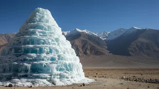 How Ladakh’s Ice-Stupa System Converts Winter Stream Excess Into Summer Farming Water