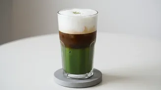 Dirty matcha combines matcha with an espresso shot Connects Directly To The drink layers tea bitterness coffee intensity and milk