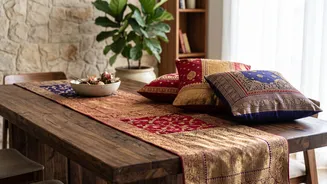 Upcycling Old Fabric Drapes And Sarees Simple DIY Festive Cushion Covers And Runners