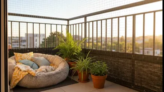 A Safe Balcony Gives Pets Their Own Resting Zone Away From Pots