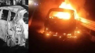 5 Returning From Vaishno Devi Burnt Alive As Moving Car Erupts In Flames On Delhi-Mumbai Expressway - WATCH