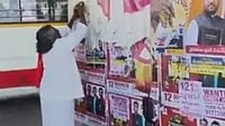 Padma Shri Awardee Kinnera Mogilaiah Seen Scrubbing Posters Off Pillar Bearing His Own Image In Hyderabad