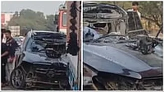 VIDEO: Mercedes Rear-Ends Parked Truck On Mumbai–Pune Highway In Kiwale; Four Injured