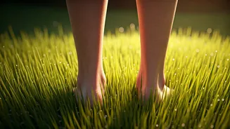 Rhythmic Barefoot Grass Walking Heals Daily Workspace Stress
