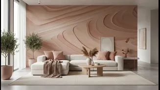 Sandstone Grounds a Room Before Dusty Rose Adds Soft Contrast