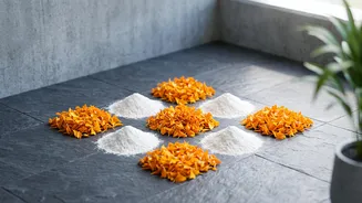 Style Eco Friendly Doorstep Rangolis Easily With Fresh Marigold Petals And Rice Flour