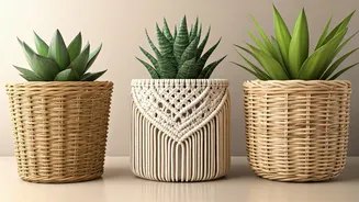 Hand Woven Planter Covers Offer Cheap Styling Alternatives For Apartments
