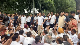 Amid CJP Stir, Congress Leaders Rahul Gandhi, Mallikarjun Kharge Protest At Lok Kalyan Marg - Video