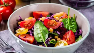 Dry Salad Components Before Mixing Them Together