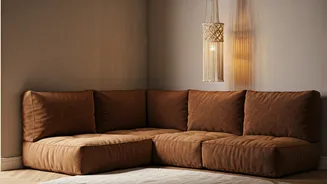 Transform Your Corner With Modular Cushions and Macrame Hanging Lamps