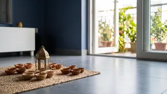How To Style DIY Festive Balcony Entrances Using Fairy Lights Clay Diyas And Lanterns