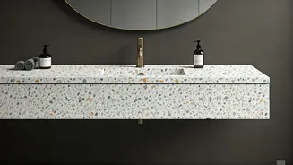 Why Recycled Terrazzo Is Dominating Premium Bathroom Countertop Architectural Sketches