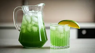 Mix Raw Green Mango Syrup With Club Soda Instantly