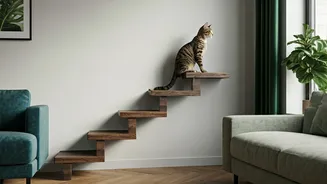 Give Apartment Cats Higher Views Securing Sturdy Custom Wooden Steps