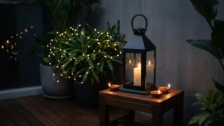 Create Cozy Balcony Evening Spaces Easily Using Fairy Lights Clay Diyas And Lanterns Today