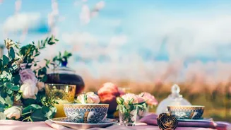 Turn a Garden into a Comfortable Tea Party Setting using Pastels and Flowers