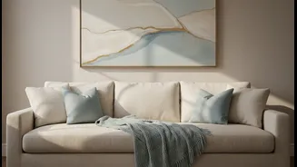 Cream and Soft Blue Create a Gentler Cool-Warm Contrast
