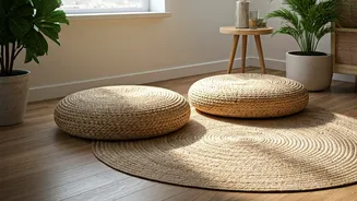 Low-Slung Jute Floor Seating Areas Redefine Rental Apartment Spaces