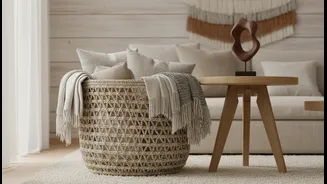 Bring In Warmth Through Wood-Look Accents, Baskets And Neutral Textures