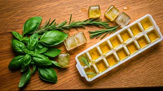 Freeze Your Fresh Summer Herbs In Olive Oil Cubes