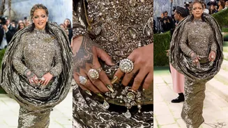 Met Gala 2026: Rihanna turns red carpet into art in gold–silver Maison Margiela
