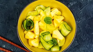 Pineapple Salad Combines Fresh Fruit With Cucumber And Greens