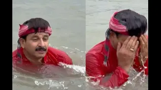 ‘Cleaned Almost 30 Km Of River’: Manoj Tiwari Takes Yamuna Dip, AAP Says Drink Water At Kalindi Kunj