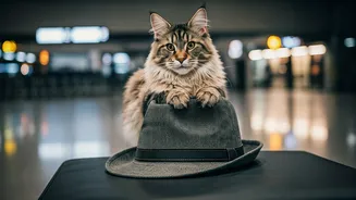 Whiskers on the Wander: Cat-Hat Traveler Charms Airports, Goes Viral