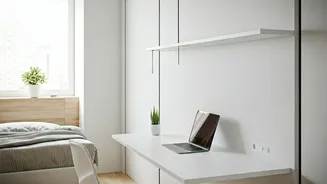 Save Tight Studio Bedroom Space With Wall Drop Desks