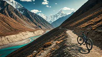Thrill-Seeking Backpackers Choose Spiti Mountain Bike River Path Trails