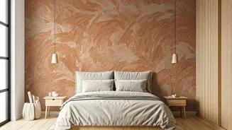 Modern Bedrooms Swap Wallpaper For Textured Terracotta Clay Earthy Washes