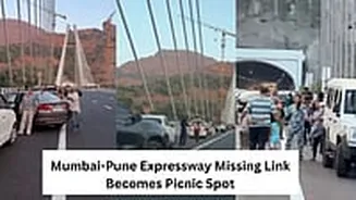 Mumbai-Pune Expressway Missing Link Becomes Picnic Spot! Video Shows People Stopping Cars On Cable-Stayed Bridge To Take Selfies; Netizens Slam