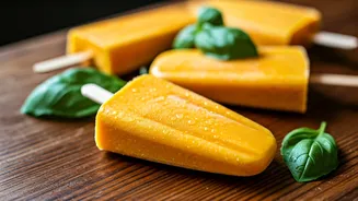 Cool Down With Refreshing Dairy Free Mango And Basil Popsicles