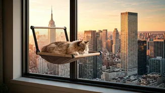 High Rise Cat Owners Share Viral Window Mounted Hammock Hacks