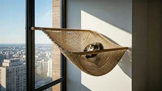 High-Rise Cat Owners Obsess Over Sisal Rope Floating Sun Perches