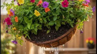 Hanging Baskets Should Not Sit Waterlogged Through Rainy Weeks