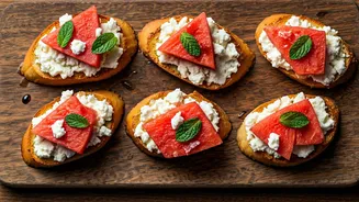 Beat the Heat: Refreshing Watermelon Feta Bruschetta for Your Next Kitty Party!