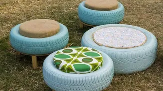 Create stylish stools using old tires, we tell you how
