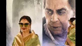 Rekha Pays Tribute To Dharmendra With Folded Hands At Ikkis Screening | Watch