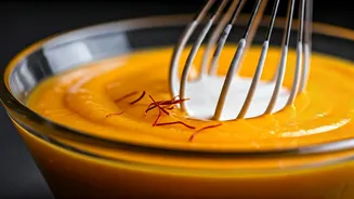 Whisk Mango Puree With Chilled Coconut Milk And Saffron