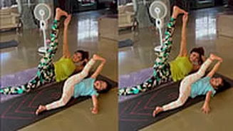 'My Biggest Motivation': Shilpa Shetty Performs Yoga With Her Daughter Samisha, Adorably Calls Her 'My Little Yogi'