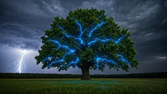 Trees Electrify: Capturing the Ethereal Blue Glow During Thunderstorms