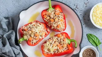 Healthy Chickpea and Artichoke Stuffed Peppers