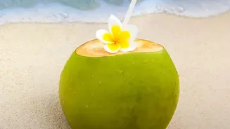 Mix coconut water rock salt and lemon to make refreshing natural sports drinks