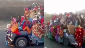 60 People In 16-Seater Jeep? Viral Video From Rajasthan Leaves Internet Horrified | WATCH