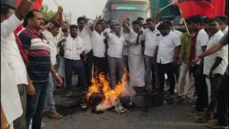 DMK youth wing allegedly burns Rahul Gandhi effigy in Sirkazhi
