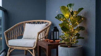 Style Cozy Evening Balconies Fast With Fairy Lights Clay Diyas And Brass Lanterns