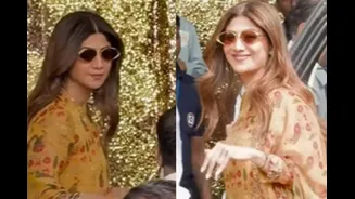At 50, Shilpa Shetty Owns The Airport Runway In An Yellow Ethnic Suit